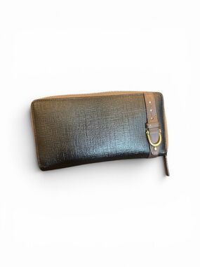 Gucci Vintage Horsebit Continental Zip-Around Long Wallet Black & Brown.
